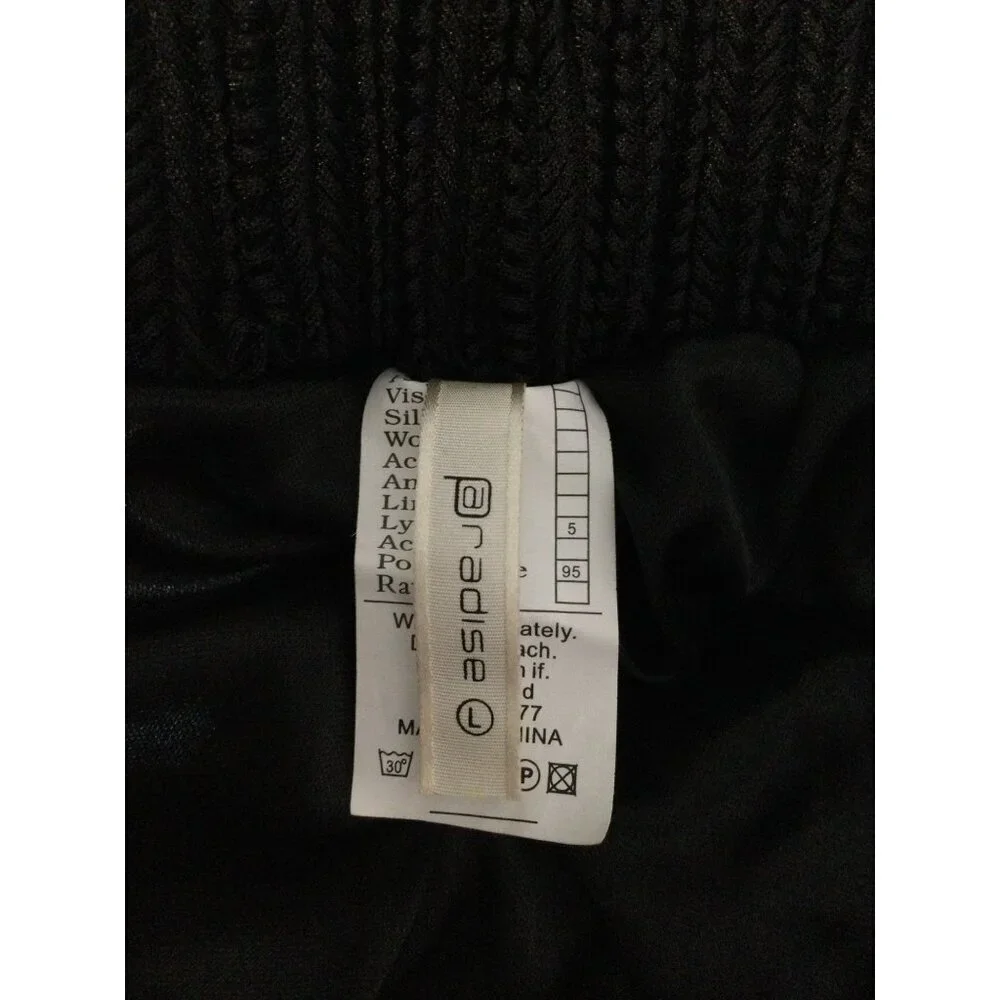 Paradise Women's Pleated Wide Leg Sheer Pants Elastic Waist Black Size Large
